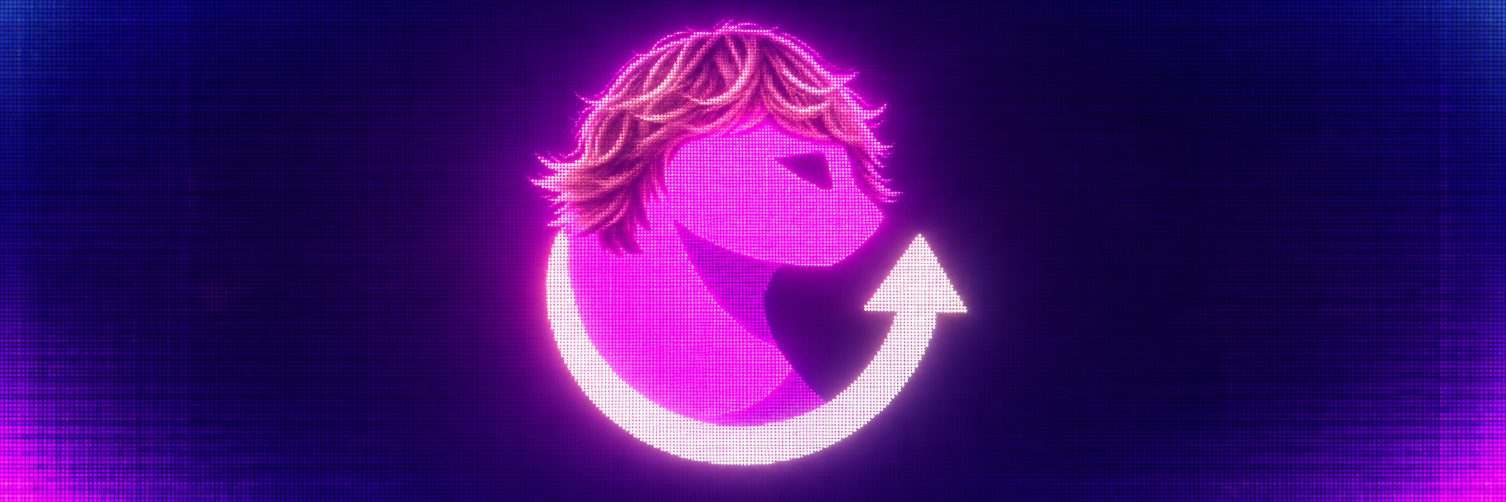 MoonCat67 neon banner with magenta cat and upward moon arrow